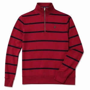 Polo Ralph Lauren Quarter Zip Red Navy Stripe Pullover Youth L